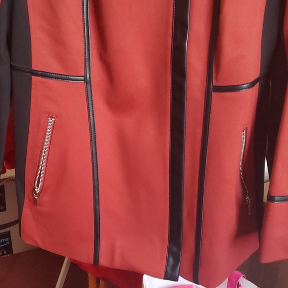 NWT Dark Red & Black Collarless Jacket - Picture 6 of 7